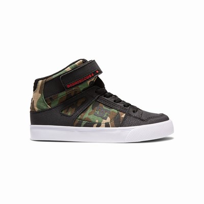 DC Pure High Elastic Lace High Tops Kid's Black/Camo Sneakers Australia Online PKF-235